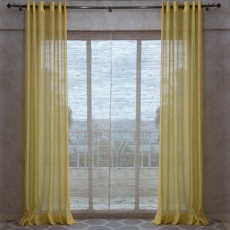 Calyz Yellow 100% Linen Gauze Curtain